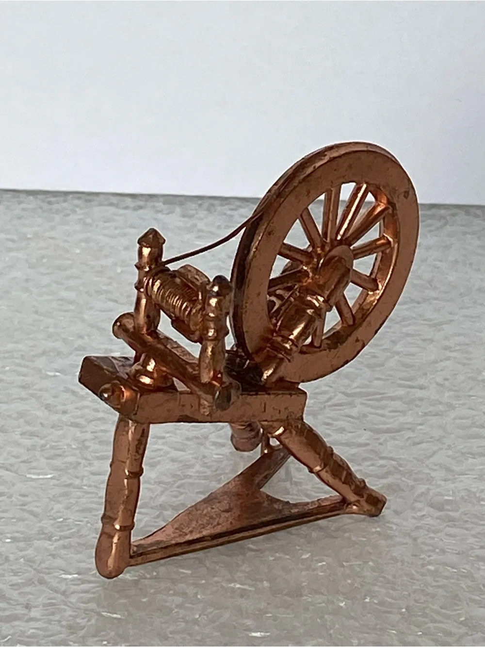 Vintage Dollhouse Miniature Die-Cast Metal Spinning Wheel